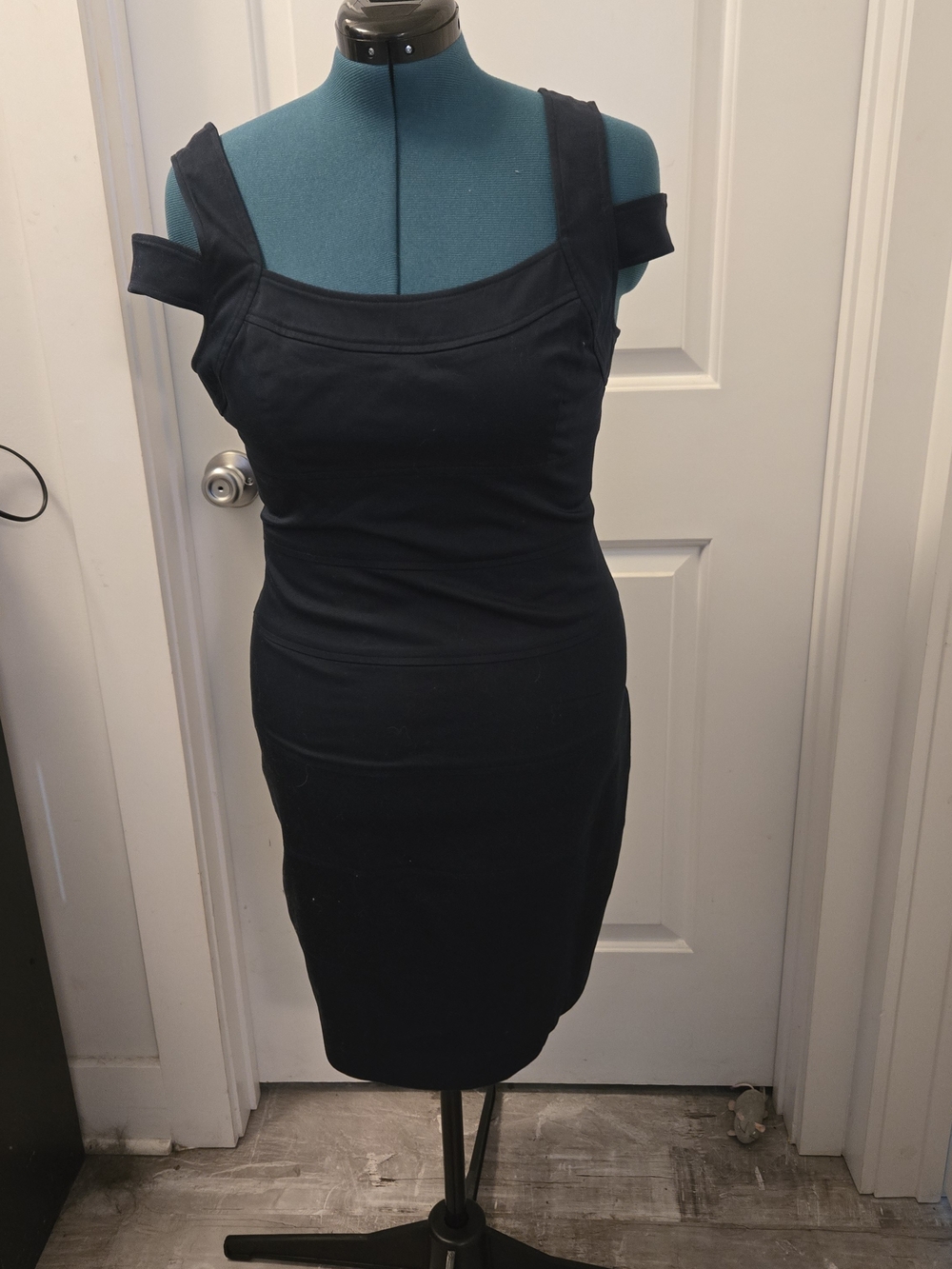 Max & Cleo Black Square-Neck Midi Bodycon Dress